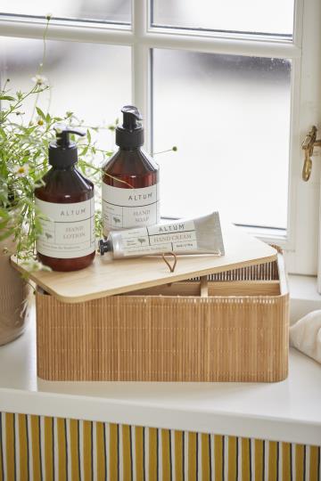 Scatola in bamboo, con coperchio, con 6 scomparti