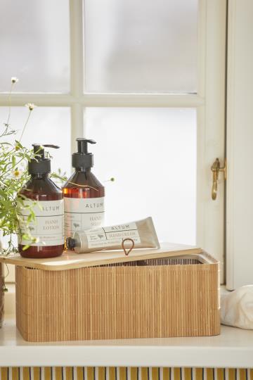 Scatola in bamboo, con coperchio, con 6 scomparti
