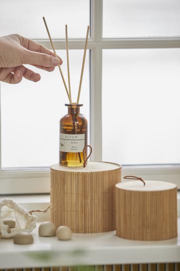Scatole in bamboo, con coperchio in legno, set di 2