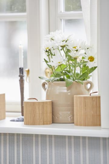 Scatole in bamboo, con coperchio in legno, set di 2