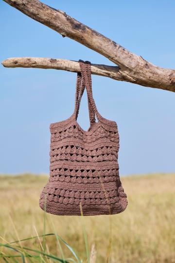 Borsa all'uncinetto colore marrone (mocha mousse) 40x40 cm