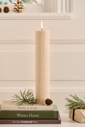 Candela dell'avvento con numeri in rilievo 1-24 colore bianco latte h 30 Ø 6