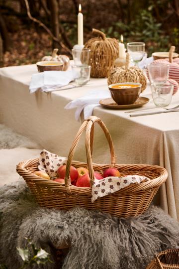 Strofinaccio Birk colore naturale con foglioline marroni 50x70 cm