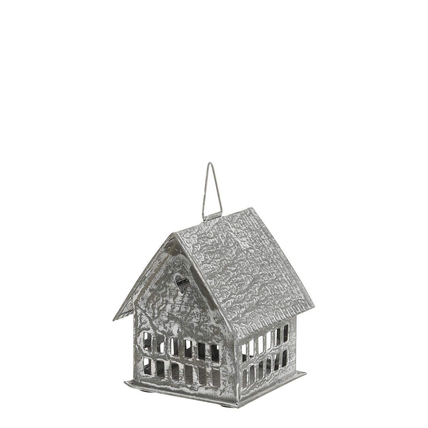 Casetta porta tea light con cuore in zinco anticato 10x8,5x8,5 cm