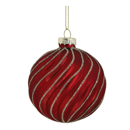 Palline di Natale in vetro dipinte a mano, rosso ciliegia, ø 8 cm, 6 varianti