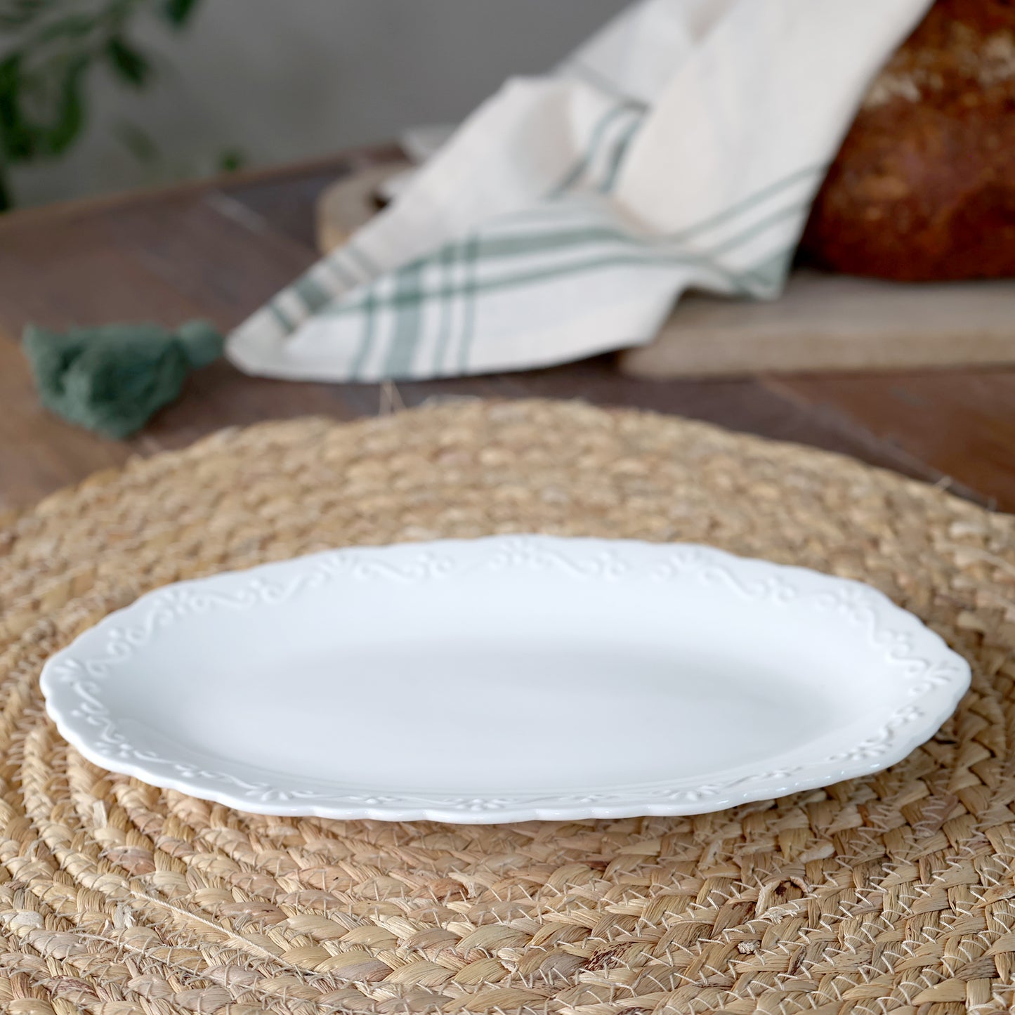 Vassoio ovale bianco Provenza 23x15 cm