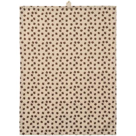 Strofinaccio Birk colore naturale con foglioline marroni 50x70 cm