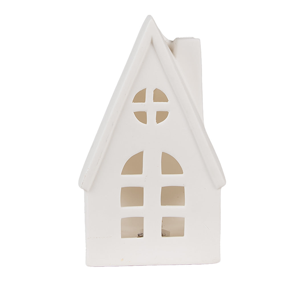 Casetta bianco in porcellana con luce led 9x6x15 cm