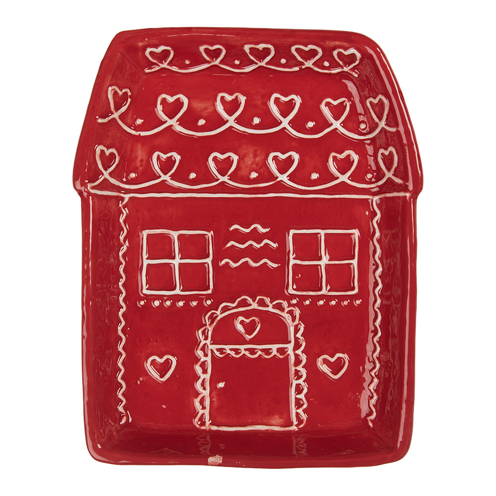 Piatto Casetta rosso e bianco in ceramica 15x19x3 cm