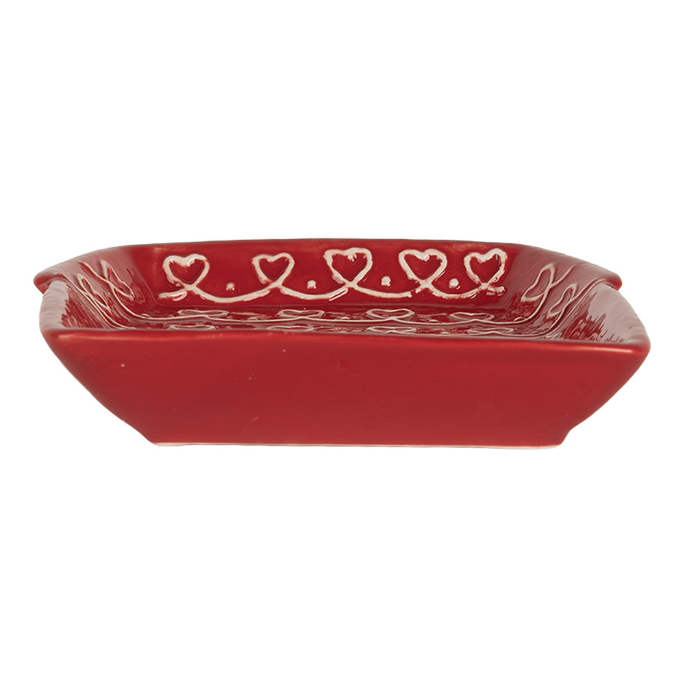 Piatto Casetta rosso e bianco in ceramica 15x19x3 cm
