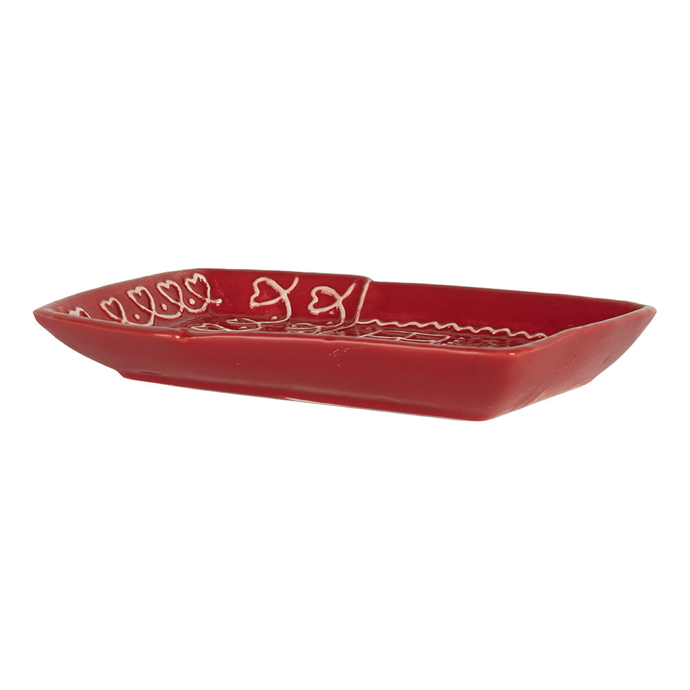 Piatto Casetta rosso e bianco in ceramica 15x19x3 cm
