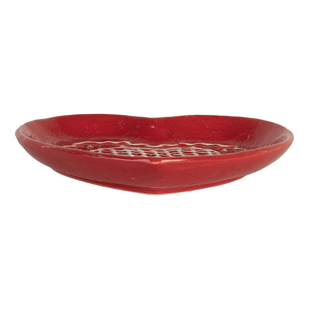 Piatto Cuore rosso e bianco in ceramica 17x17x3 cm