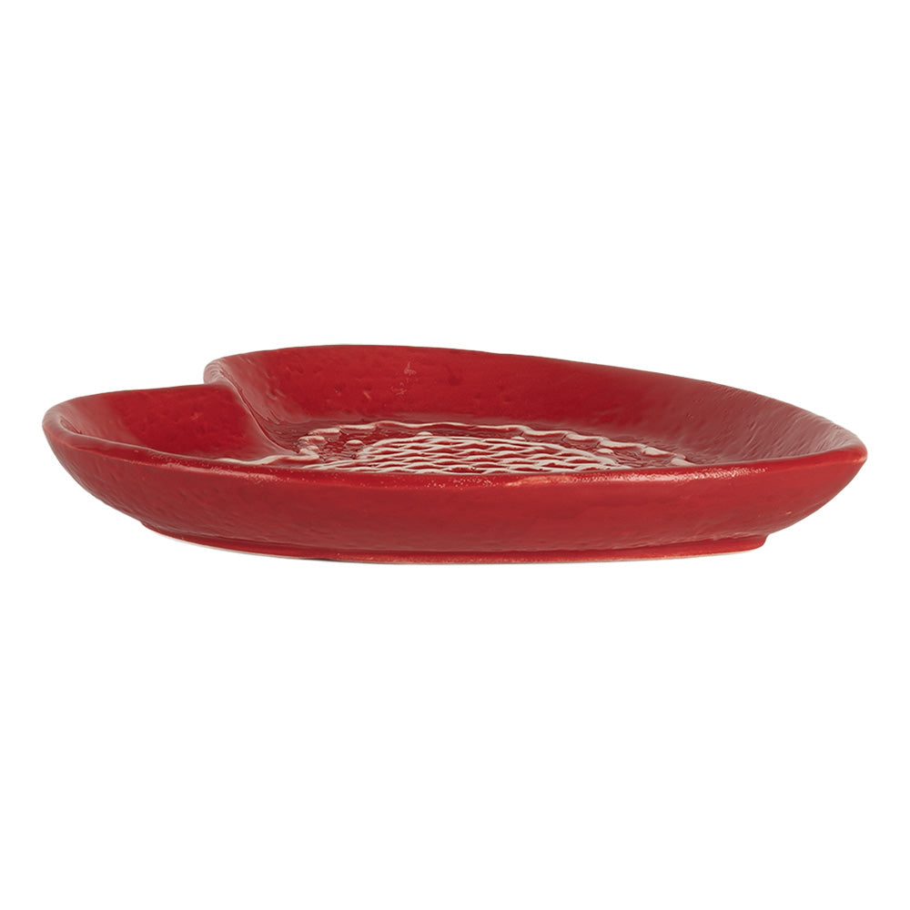 Piatto Cuore rosso e bianco in ceramica 17x17x3 cm