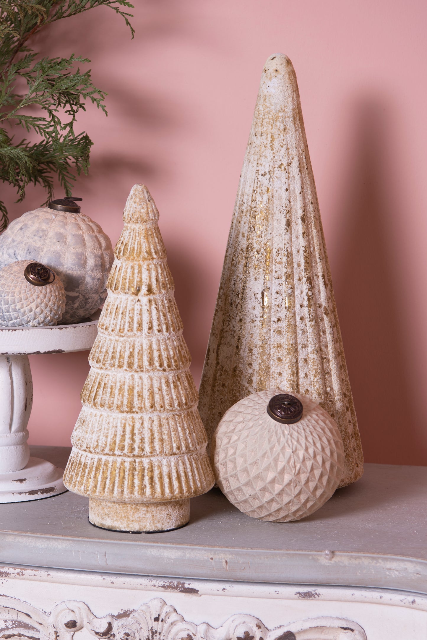 Palla di Natale in vetro colore bianco/oro ø12 cm