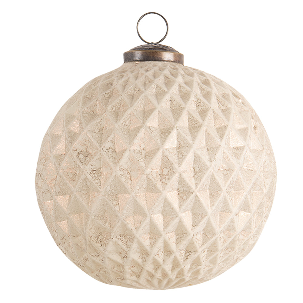 Palla di Natale in vetro colore bianco/oro ø12 cm