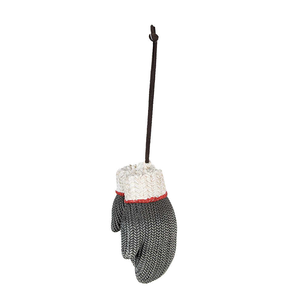 Muffole grigie con cuore rosso pendente 9x8x5 cm