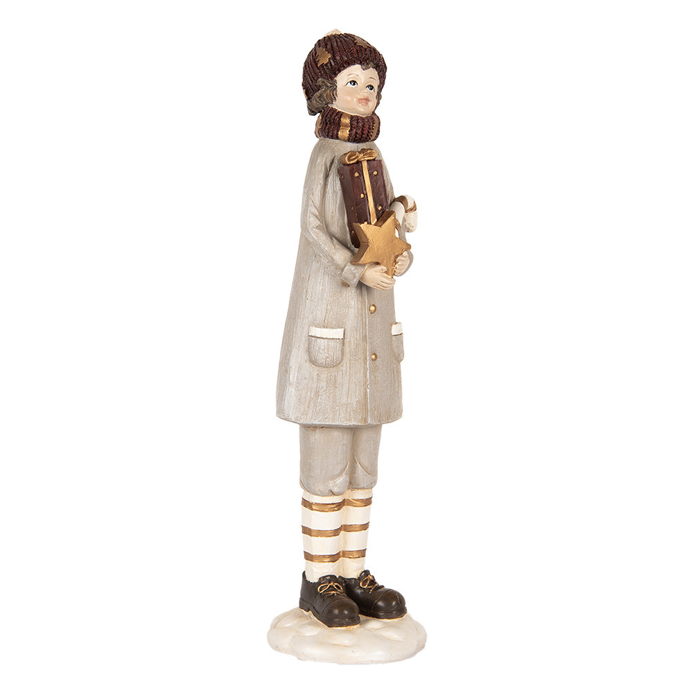 Statua Bambino con stella, regalo e candy cane h 30x8x8 cm