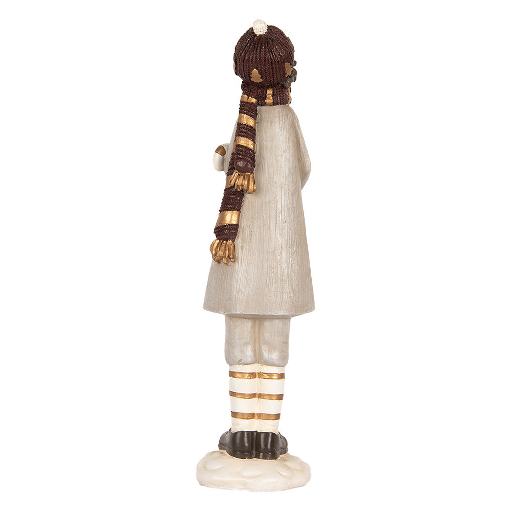 Statua Bambino con stella, regalo e candy cane h 30x8x8 cm