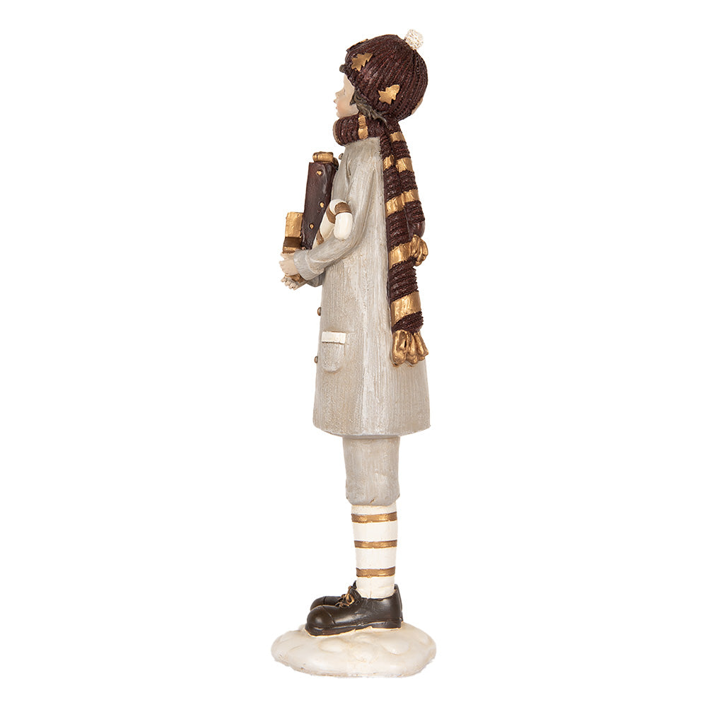 Statua Bambino con stella, regalo e candy cane h 30x8x8 cm