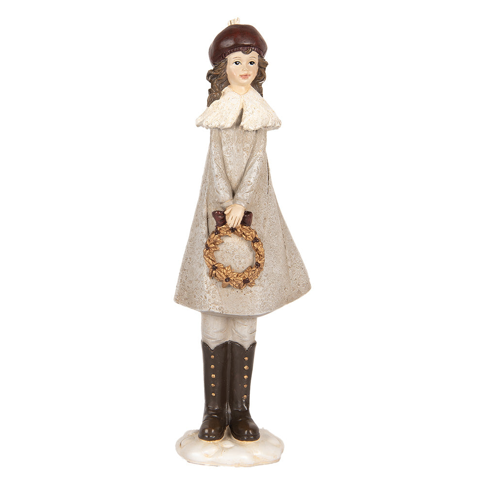 Statua Bambina con ghirlanda h 30x10x8 cm