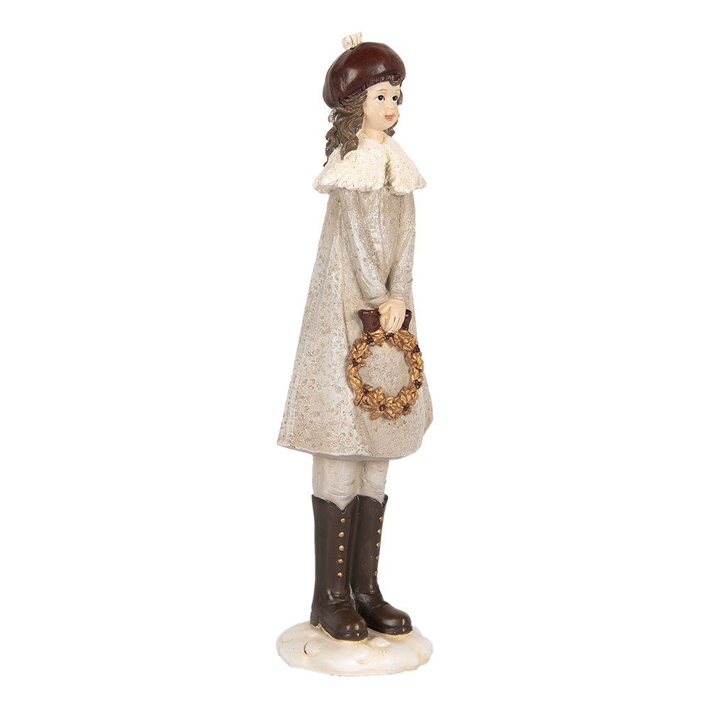 Statua Bambina con ghirlanda h 30x10x8 cm