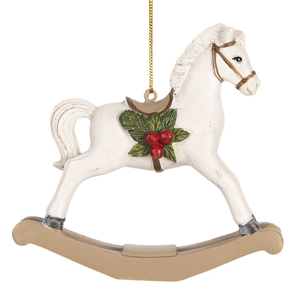 Cavallo a dondolo bianco da appendere h 11x4x12 cm