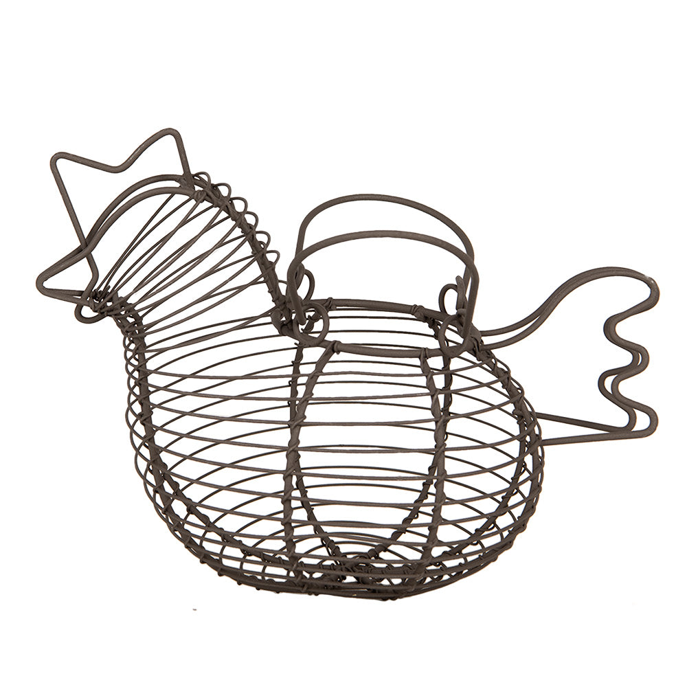 Cestino in ferro a forma di gallina h 17x14x23 cm