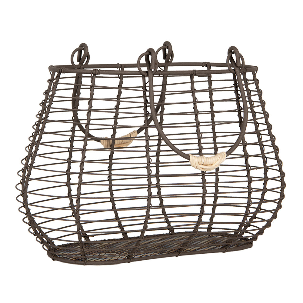 Cestino in ferro con manici marrone 25x16x17 cm