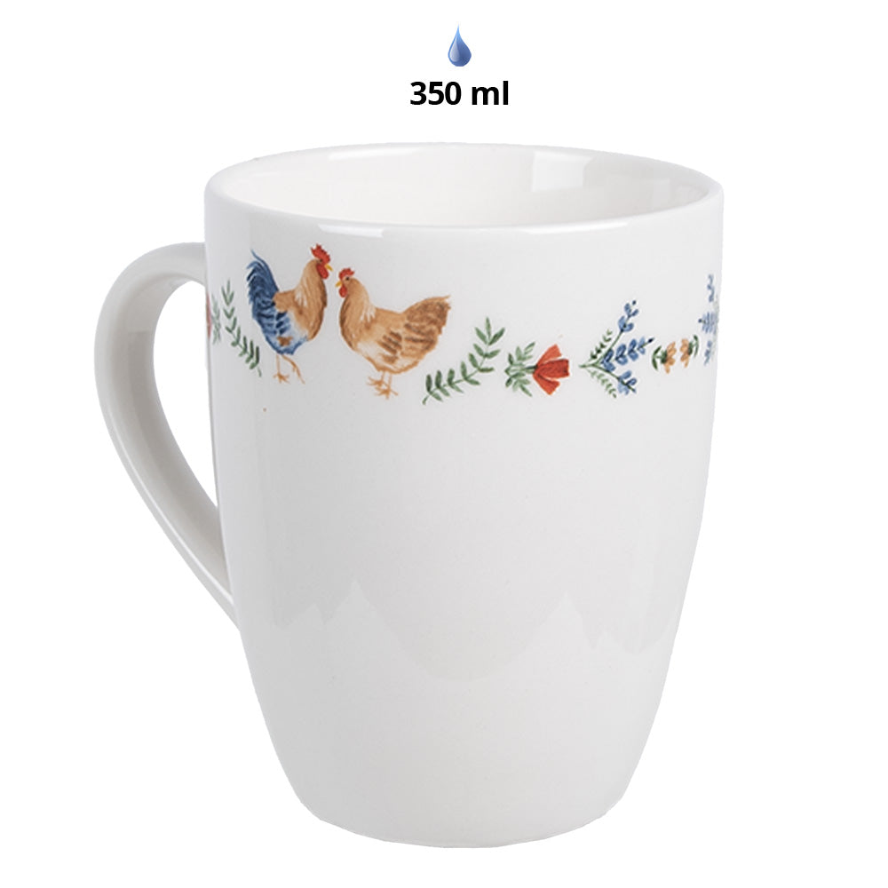Tazza bianca con gallina 12x8x10 cm 350 ml