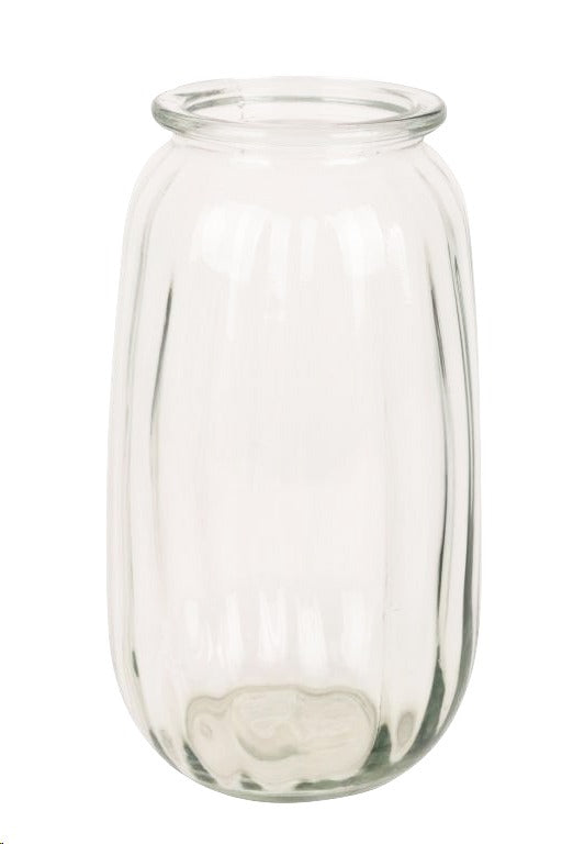 Vaso in vetro cannettato, h 22,5 x 13 cm