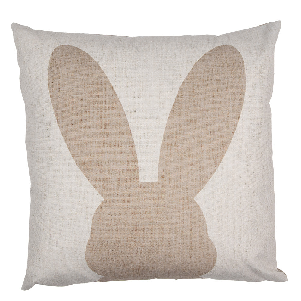 Federa cuscino beige e bianco con coniglietto 45x45 cm