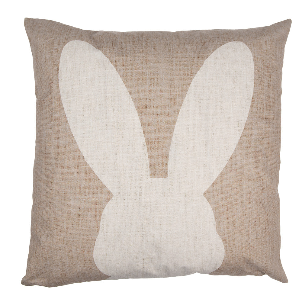 Federa cuscino beige e bianco con coniglietto 45x45 cm