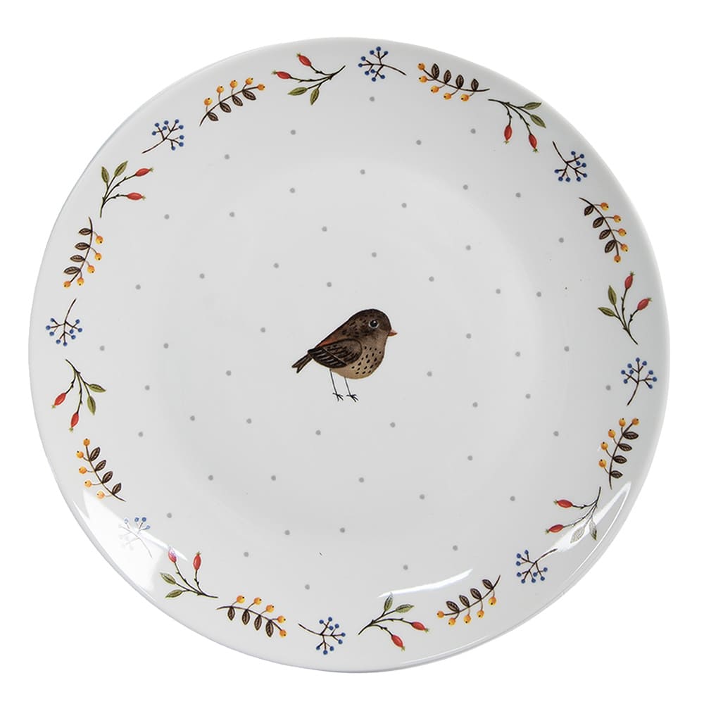 Piatto da dolce con passerotto e bacche Ø 20x2 cm