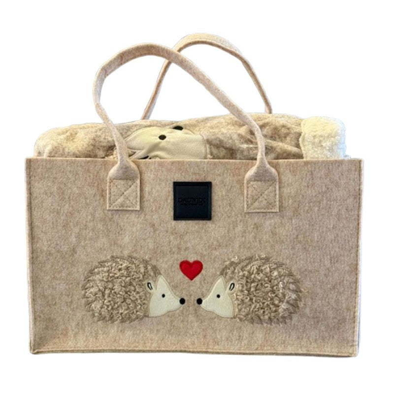 Borsa + Plaid in pile agnellato beige Ricci, 130x160 cm