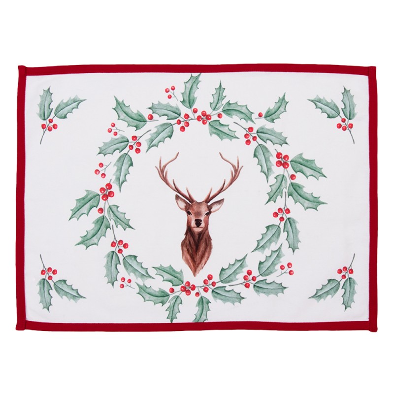 Tovagliette Set di 2, Cervo con agrifoglio, 50x35 cm