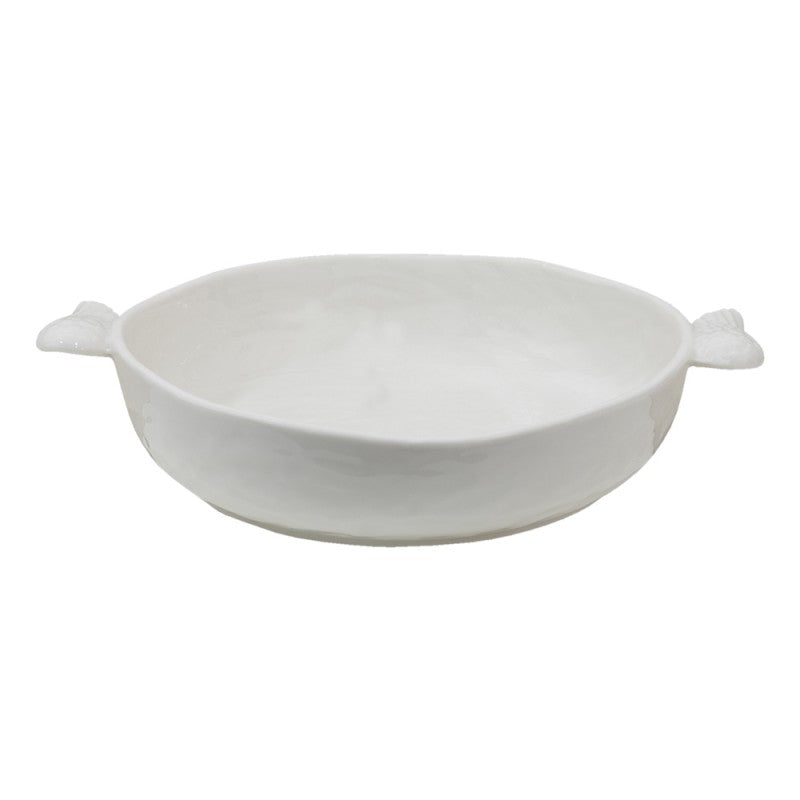 Vassoio bianco in ceramica con manici a forma di ali 27x22x5 cm 800 ml