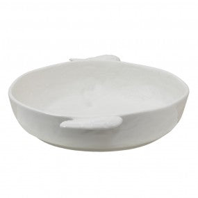 Vassoio bianco in ceramica con manici a forma di ali 27x22x5 cm 800 ml