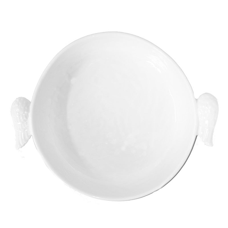 Vassoio bianco in ceramica con manici a forma di ali 27x22x5 cm 800 ml
