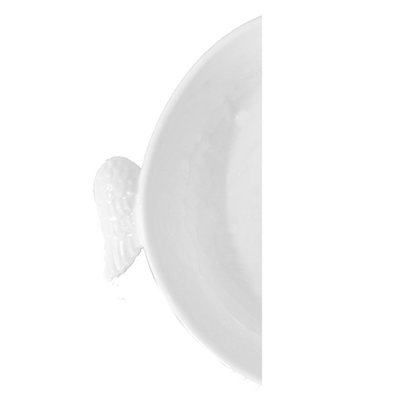 Vassoio bianco in ceramica con manici a forma di ali 27x22x5 cm 800 ml