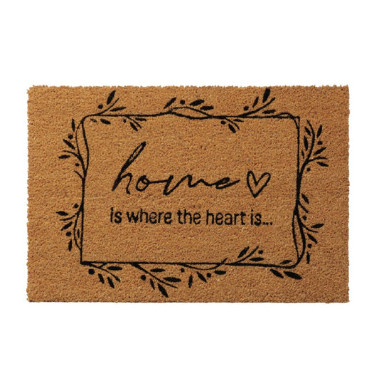 Zerbino 'Home' in fibra di cocco con antiscivolo 60x40x1,5 cm "Home is where the heart is..."