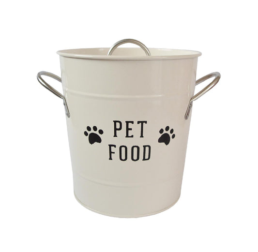 Contenitore beige Pet Food in metallo con coperchio 21x19 cm