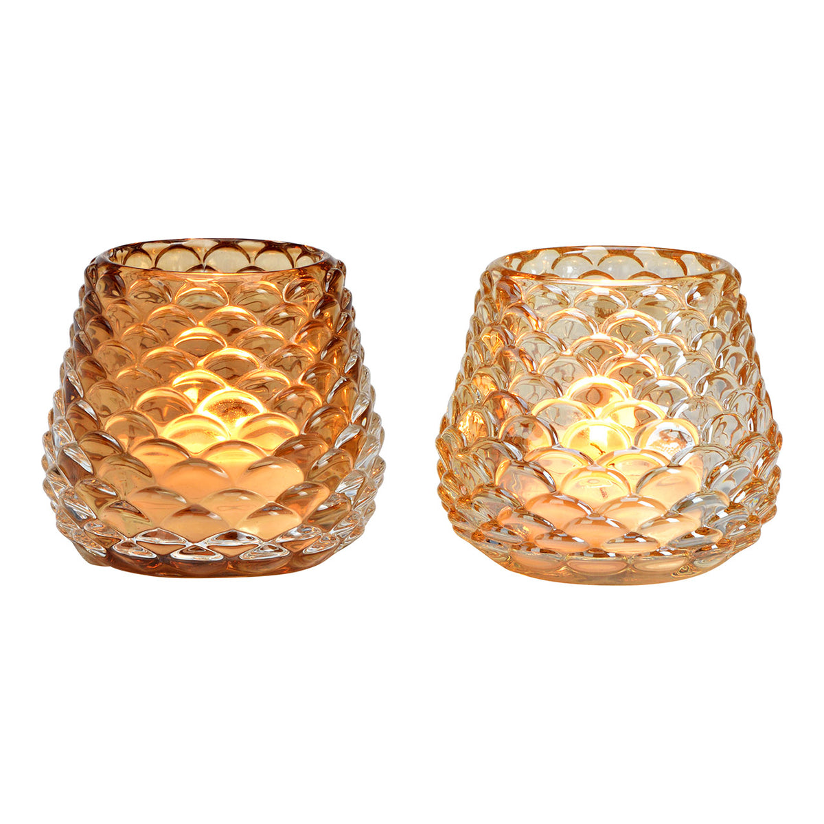 Bicchiere porta tealight, 2 VARIANTI, a forma di pigna, 7x7x7 cm