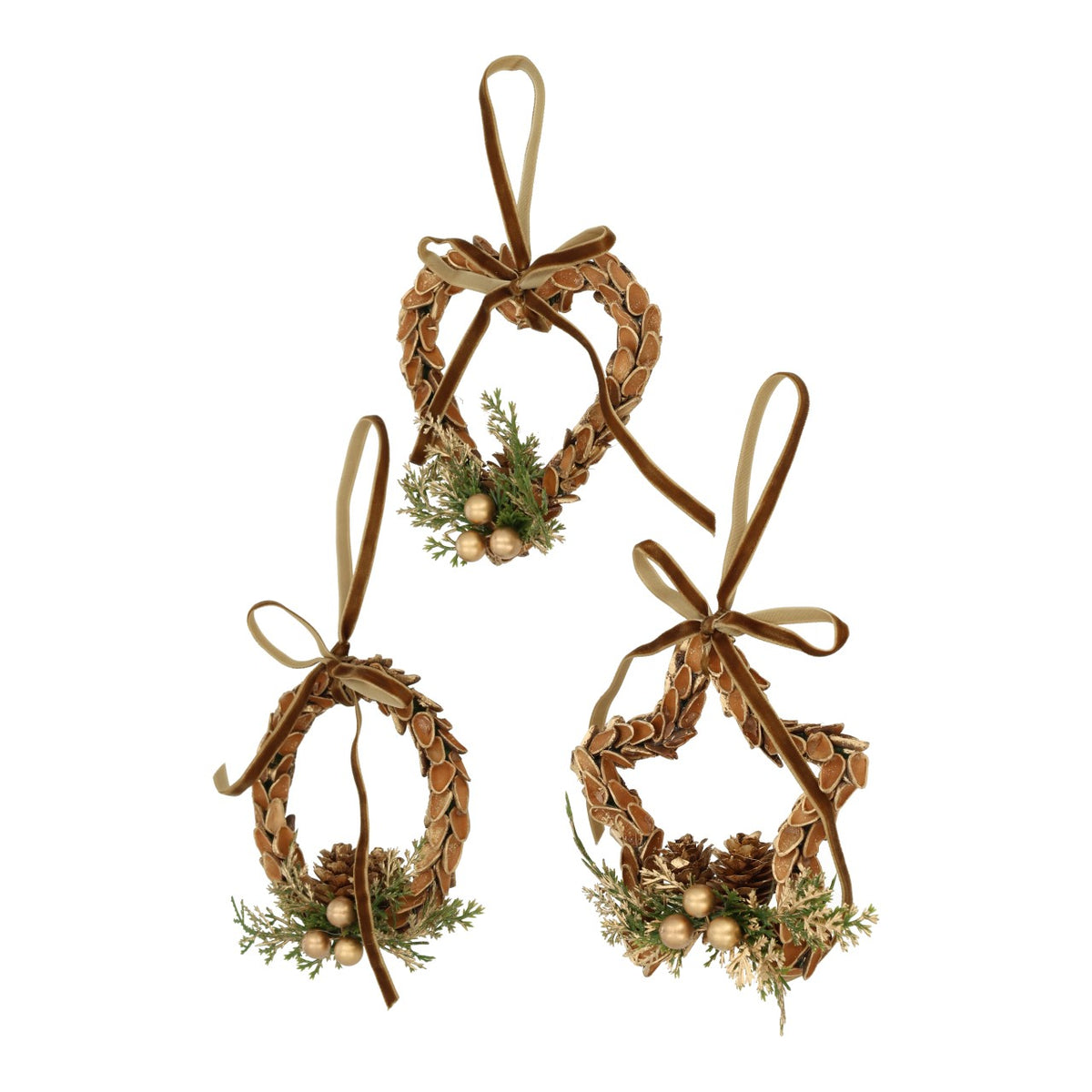 Ghirlanda con pigne, 3 VARIANTI, 12x12x3 cm