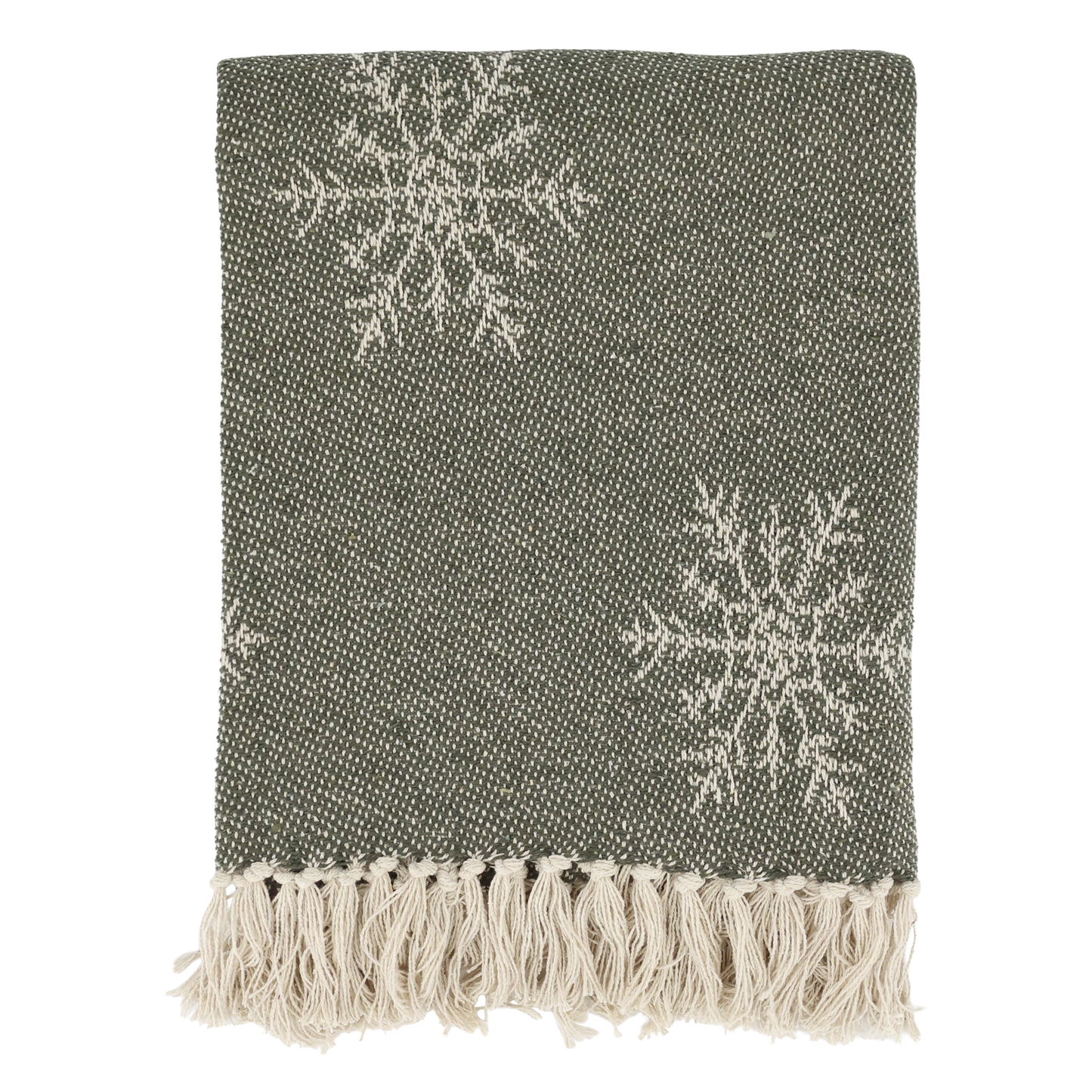 Plaid verde oliva con cristalli di ghiaccio, 130x150 cm