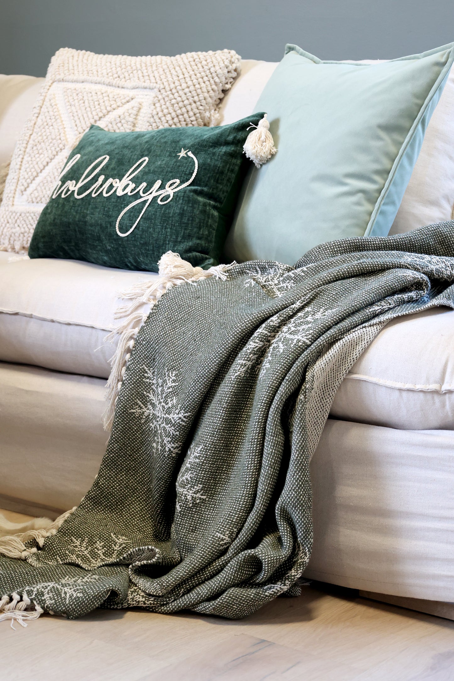 Plaid verde oliva con cristalli di ghiaccio, 130x150 cm