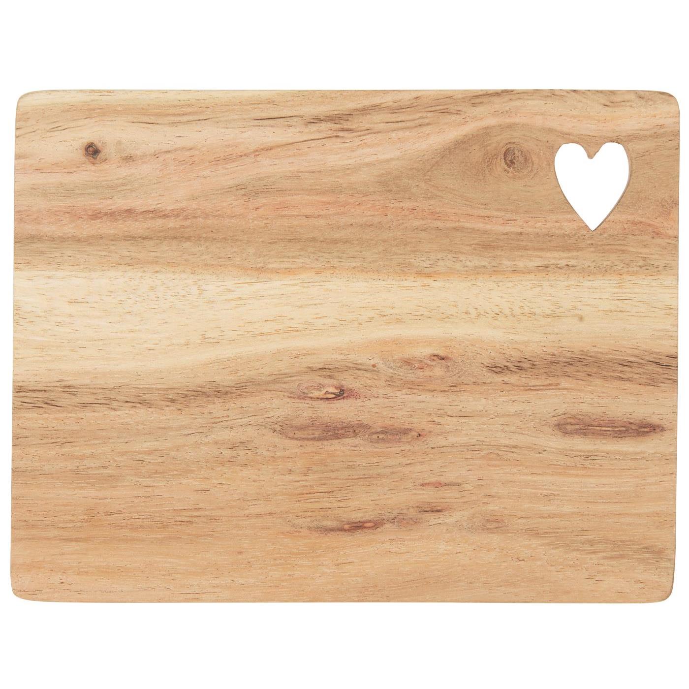 Tagliere con cuore intagliato in legno d'acacia 15x1x20 cm