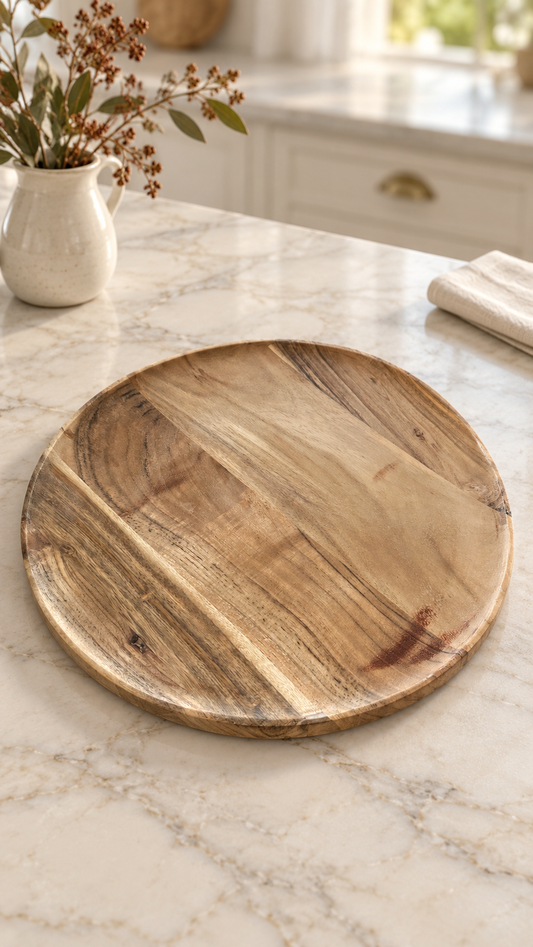Vassoio in legno d'acacia, ø 34 cm, h 2,5 cm