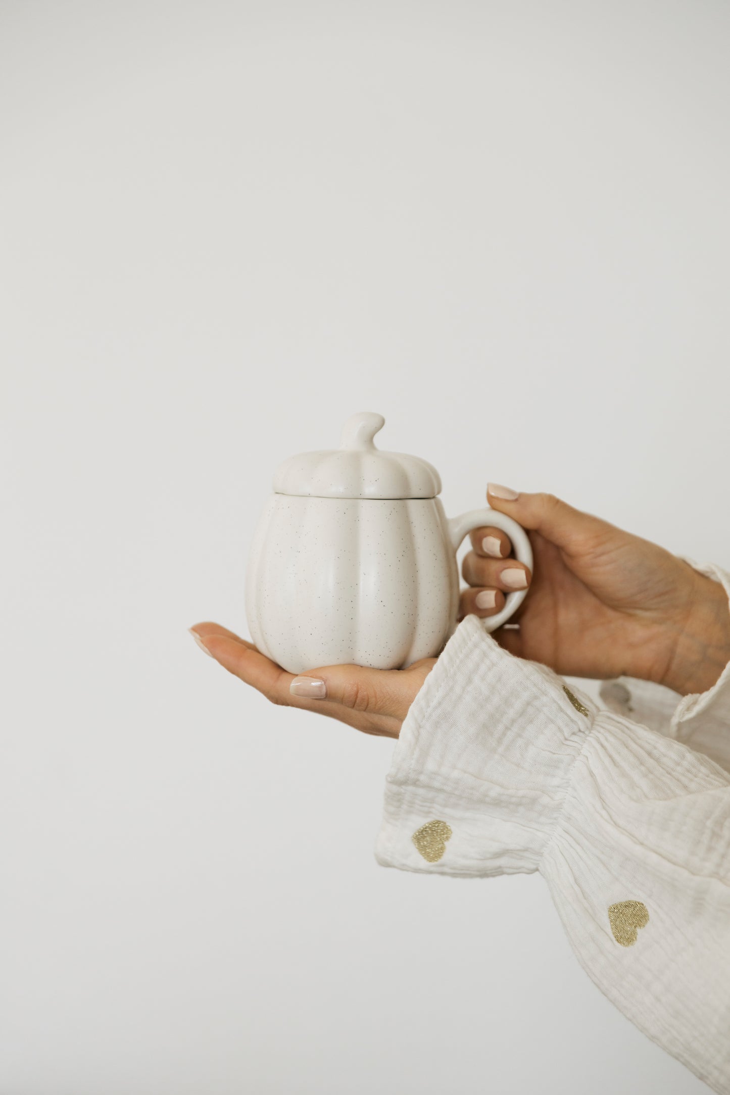 Tazza a forma di zucca bianca,