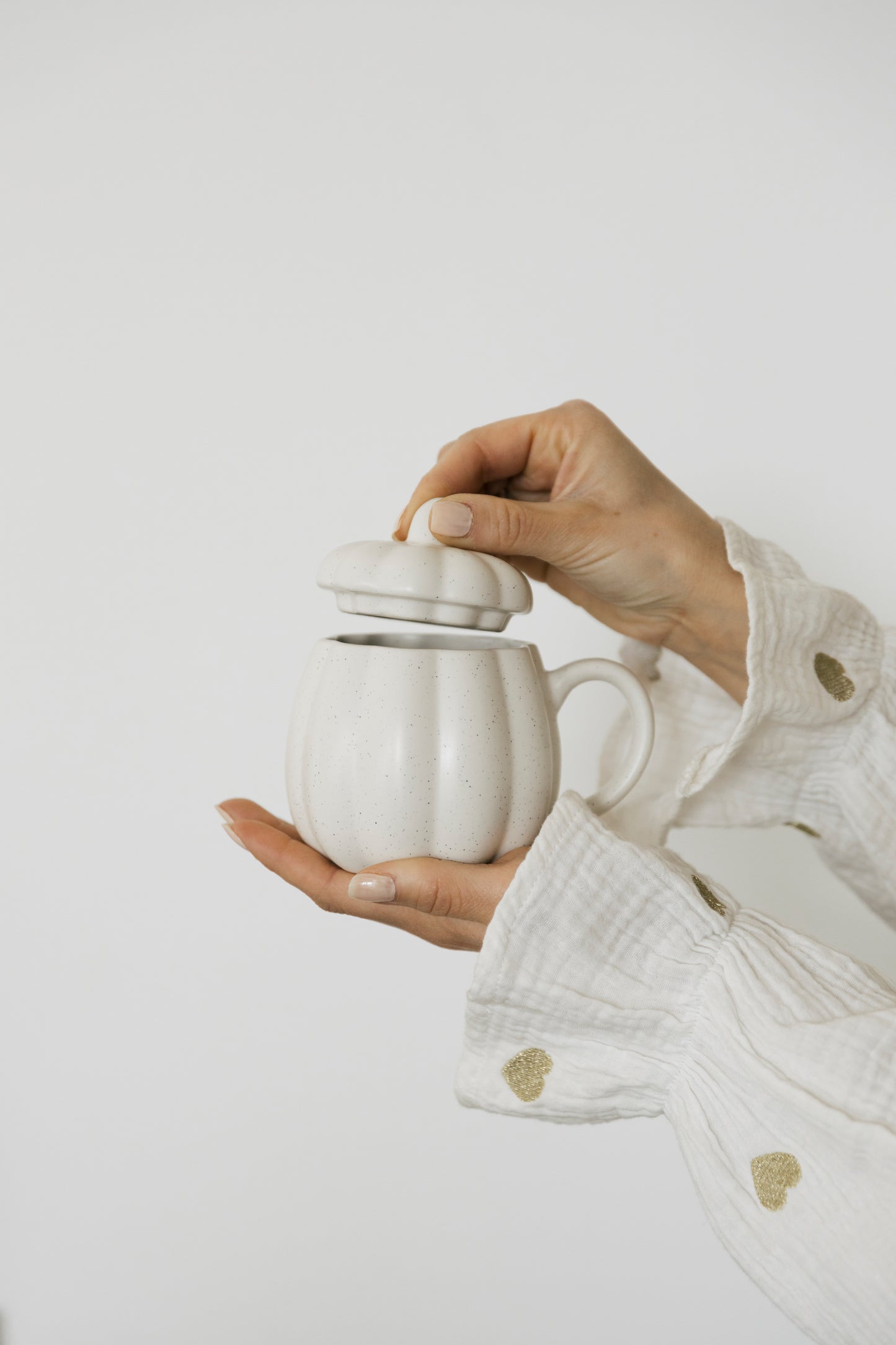Tazza a forma di zucca bianca,