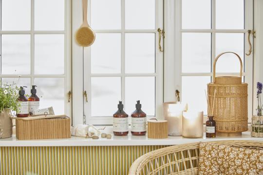 Scatole in bamboo, con coperchio in legno, set di 2